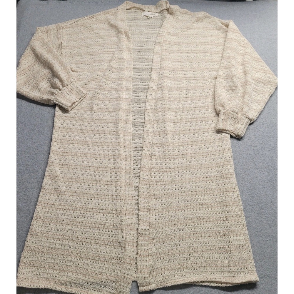 Anthropologie Open Front Long Cardigan One Size Beige‎ Chunky Knit Women's